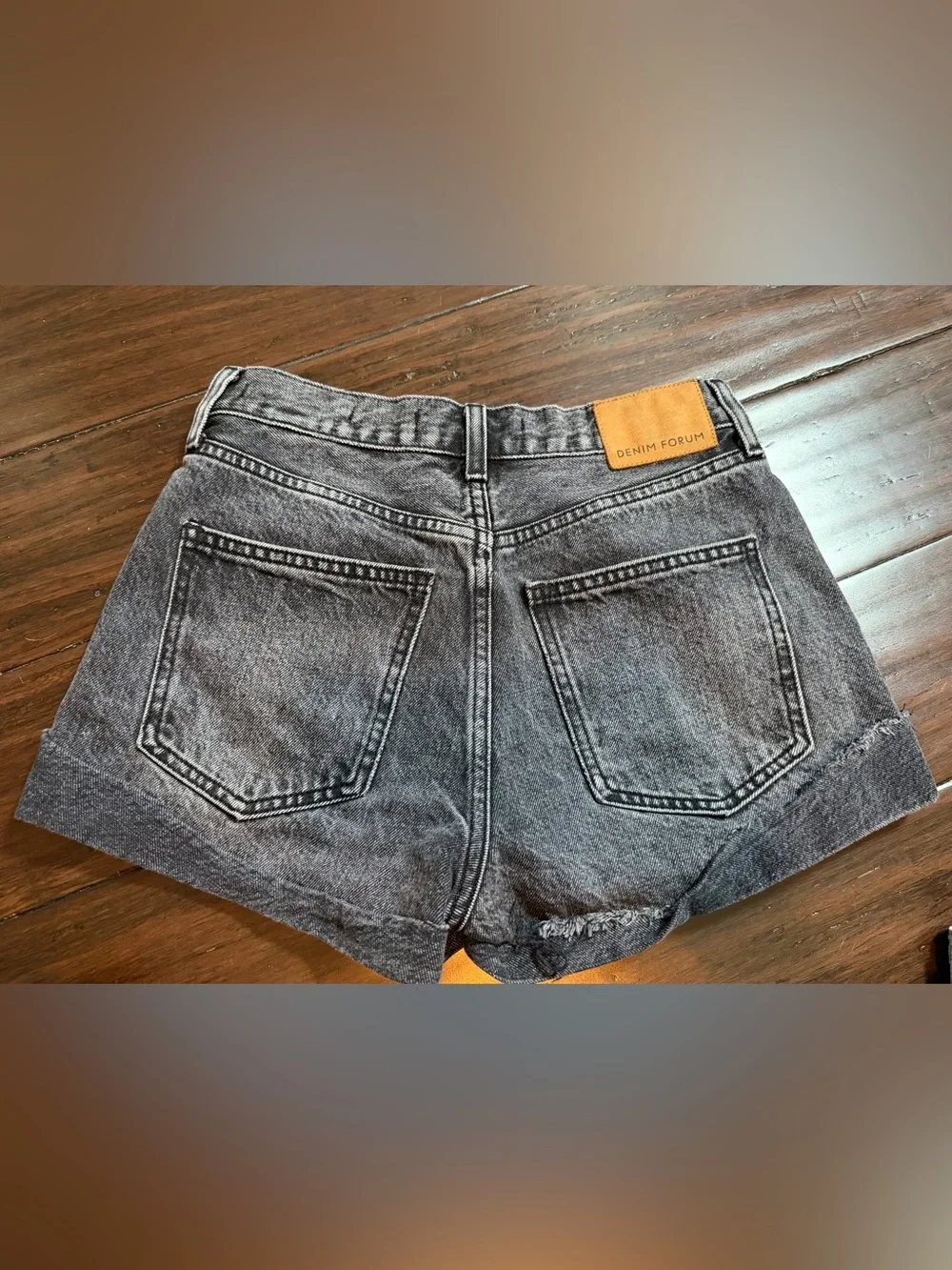 Denim Forum The Farrah Short Washed Black Denim Shorts 24